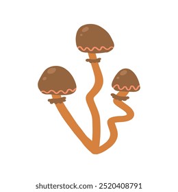 Brown wild mushrooms in a nature-inspired illustration. Perfect for autumnal designs, foraging guides, organic food themes, and forest-related projects.