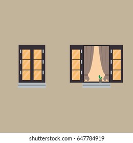 Brown window vector.