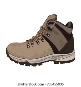 Brown winter boots for men on a white background. Vector illustration.