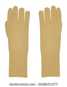 Brown  winter gloves. vector illustration
