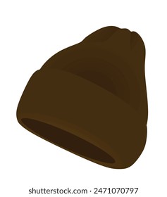 Brown winter hat. vector illustration