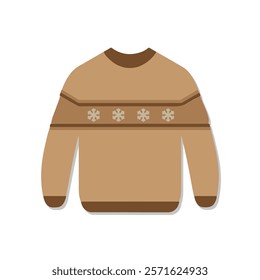 Brown Winter Sweater Vector Design – Flat Icon Style