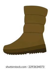 Brown winter waterproof boot. vector