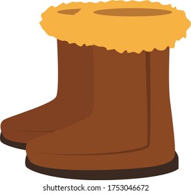 Brown winter woman boots, illustration, vector on white background