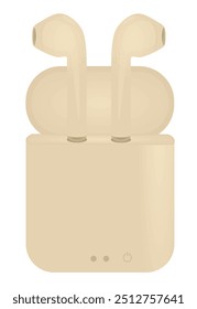 Brown wireless ear phones. vector