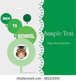 Brown wise owl on tree. 