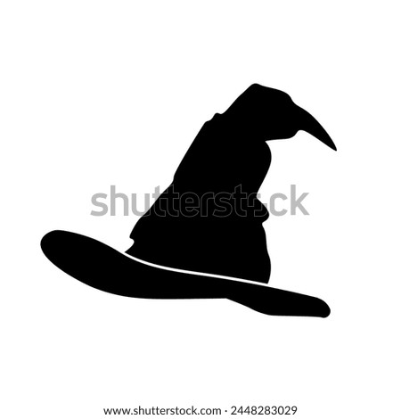 Brown witch hat for a costume for the holiday. Hat headdress on a white background.