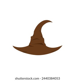 Brown witch hat icon. Vector illustration.