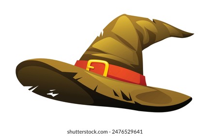 Brown witch hat vector cartoon illustration isolated on white background