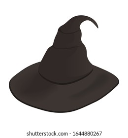 Brown wizard hat. Vector illustration