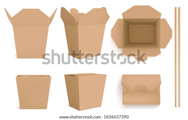 Download Brown Wok Box Chopsticks Craft Paper Stock Vector Royalty Free 1836637390