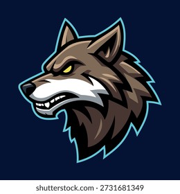 Brown Wolf Character Emblem Badge e-Sport Logo Vector Template