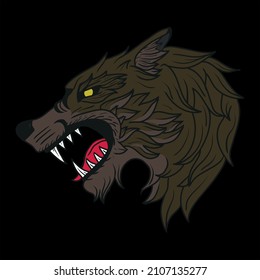 Estilo Dibujado De La Mano De La Cabeza De Lobo Marrón Para El Logotipo Del Tshirt Etc Vector Ilustración