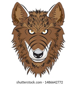 brown wolf head vector logo