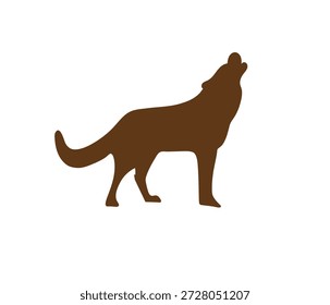 Lobo marrom uivando design, silhueta, elemento para vintage logo.conceitual ilustrador vetor.