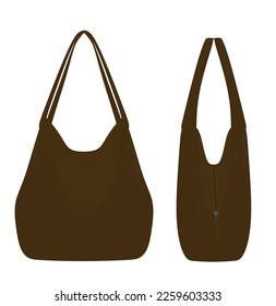 Brown woman hand bag. vector 
