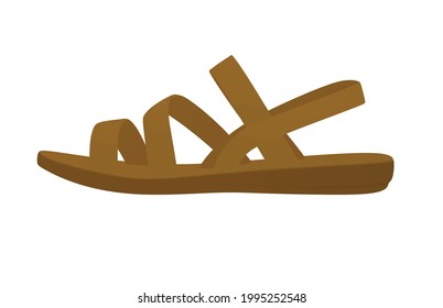 Brown woman strap shoe. vector