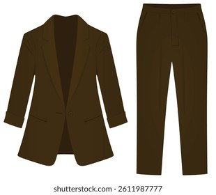 Brown woman suit and trousers. vector illustration