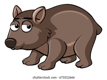 Brown Wombat With Sad Face Illustration