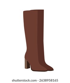 brown women boots. Brown Leather High Heel Boot