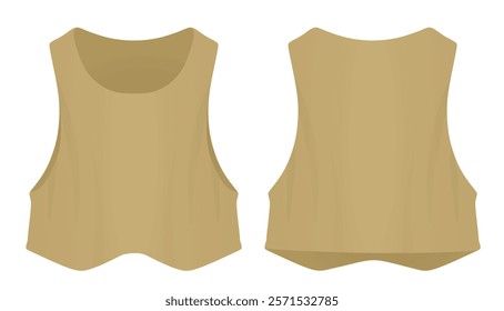 Brown  women crop top. vector illustration