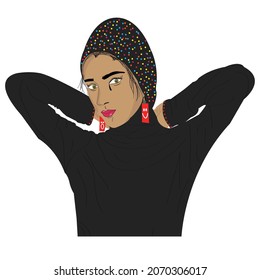 Brown Women Fashion Model Graphic Vector Printable On Fashion Clothing