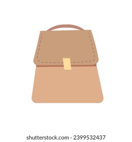  Brown women's bag, fashion bag. Hand and shoulder bag model in modern style. Woman accessories leather handbags, textile totes, grocery mesh. Flat vector illustrations isolated on white background