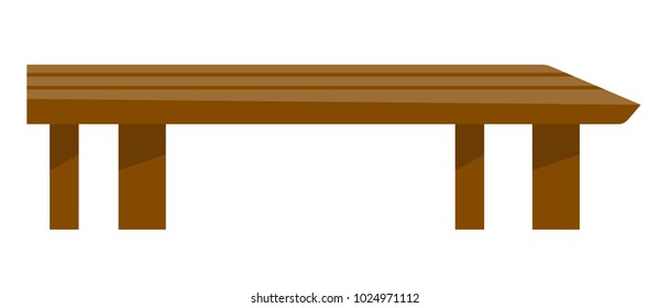 Brown wood coffee table vector cartoon illustration isolated on white background. Piece of furniture for home and office.