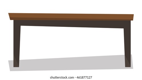 Mesita de café de madera marrón vectorial ilustración de diseño plano aislado en fondo blanco.