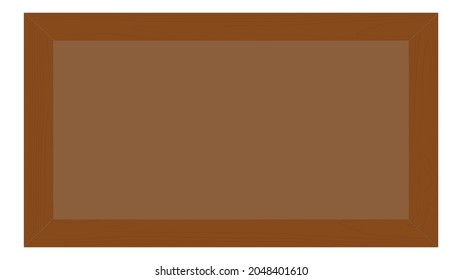 Brown wood frame or photo frame on white background. Vector illustration