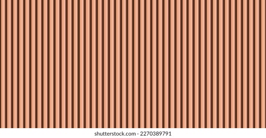 Brown wood panel repeat texture. Realistic vector timber dark striped wall background. Bamboo textured planks banner. Parquet board surface. Oak floor tile. Metal line shape fence