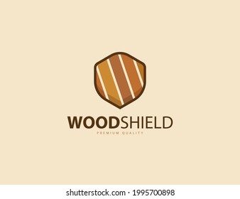 Designvorlage für das braune Holzschild-Logo. Schutzdesign-Konzept