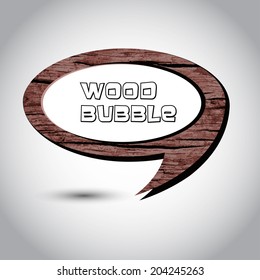 Brown wood speech bubble on the background. Vector illustration