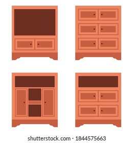 Armario de madera marrón mobiliario de diseño plano