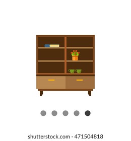 Brown wooden bookcase icon