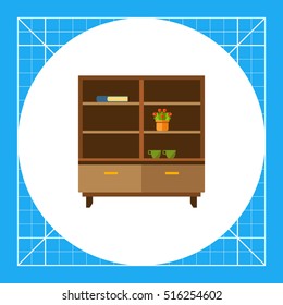 Brown wooden bookcase icon