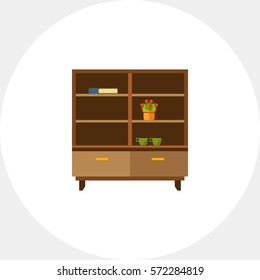 Brown wooden bookcase icon