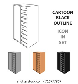 A brown wooden bookcase with many books on its shelves. Home library. Love reading. Large brown bookcase.Bedroom furniture single icon in cartoon style vector symbol stock illustration.