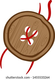 Brown wooden button, illustration, vector on white background.