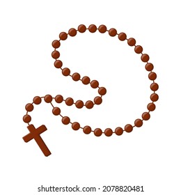 Brown wooden catholic rosary beads, religious symbols,rosary necklace, praying symbol, beaded rosary