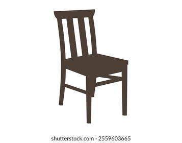 Brown wooden chair with backrest and soft beige seat. Furniture for dining room. Flat vector design.Wooden brown chair emoji vector.Wooden comfortable chair isolated on white. Old style vintage wooden