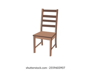 Brown wooden chair with backrest and soft beige seat. Furniture for dining room. Flat vector design.Wooden brown chair emoji vector.Wooden comfortable chair isolated on white. Old style vintage wooden