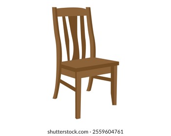 Brown wooden chair with backrest and soft beige seat. Furniture for dining room. Flat vector design. brown chair emoji vector comfortable chair isolated on white. Old style vintage wooden