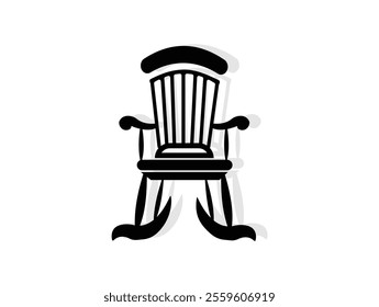 Brown wooden chair with backrest and soft beige seat. Furniture for dining room. Flat vector design brown chair emoji vector.Wooden comfortable chair isolated on white. Old style vintage wooden chair 