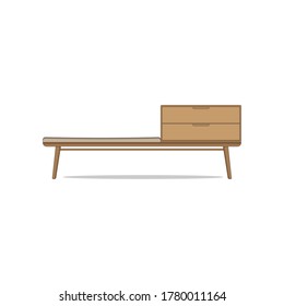 Brown wooden chair with side lockers for space decorative, Vector design.