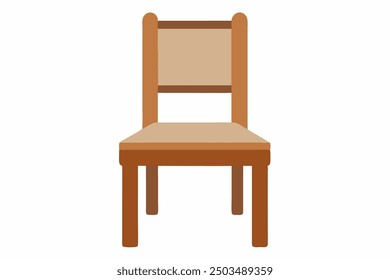 Brown Wooden Chair Vector Illustration: Logo Icon, Cartoon Clipart