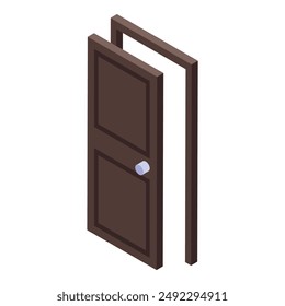 Brown wooden door is slightly open, inviting you to discover what's behind it