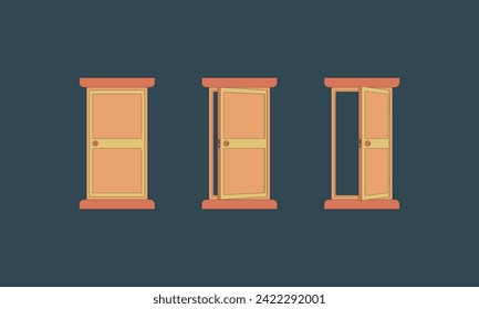 brown wooden door vector illustration