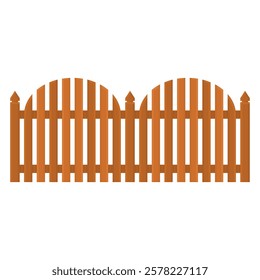 Brown Wooden Fence Exterior Vector. House Fence Element. Outdoor Fence.