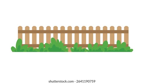 Brown wooden fence with green grass illustration